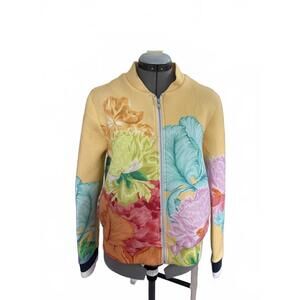 Vibrant Floral Zip-Up Jacket Size M
